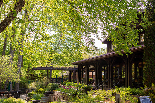 Enjoy wines on the summer patio at Oliver Winery in Bloomington, IN
