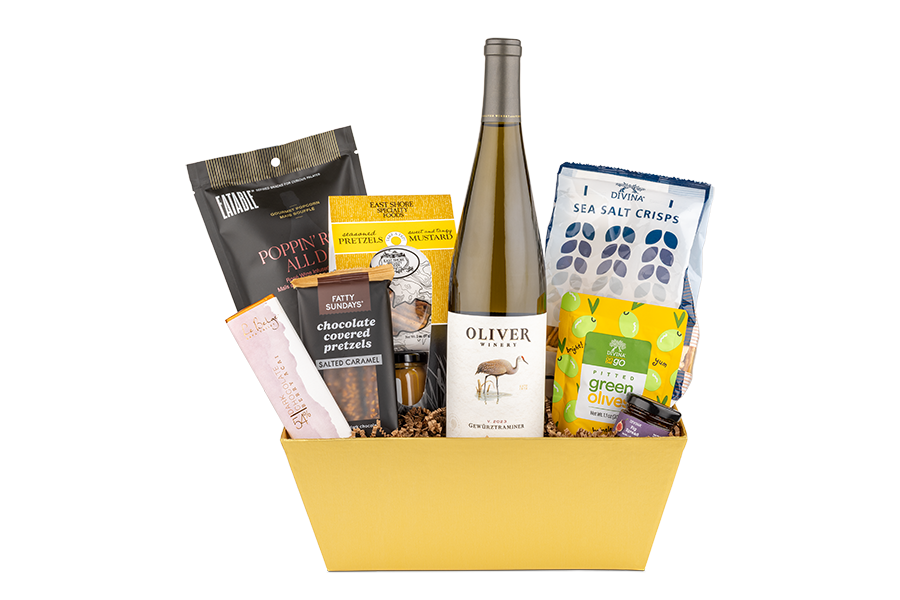 Gift Basket: Snack Attack + Gewürztraminer Details