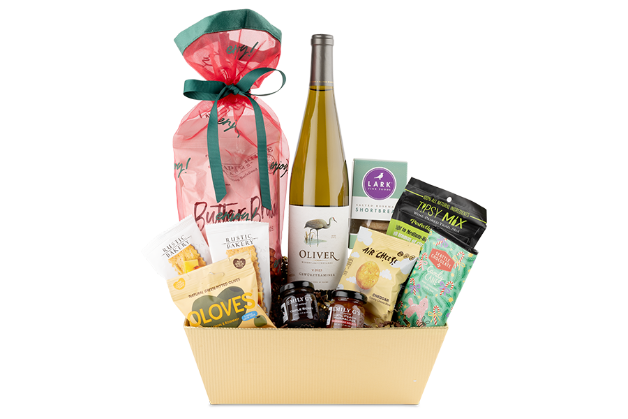 Snack Attack + Gewürztraminer Gift Basket