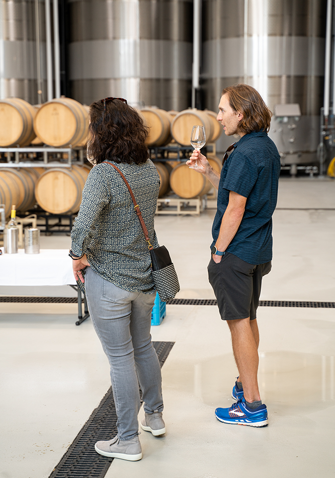 Tasting sweet wines in the production area on a walking tour