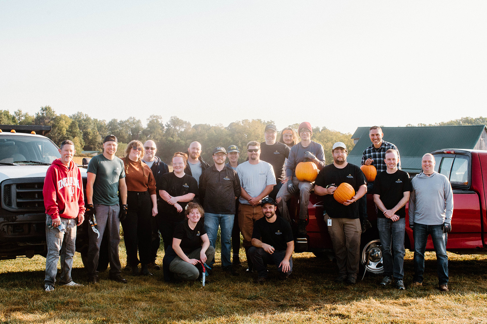 Oliver Winery vineyard crew pose together for a photo