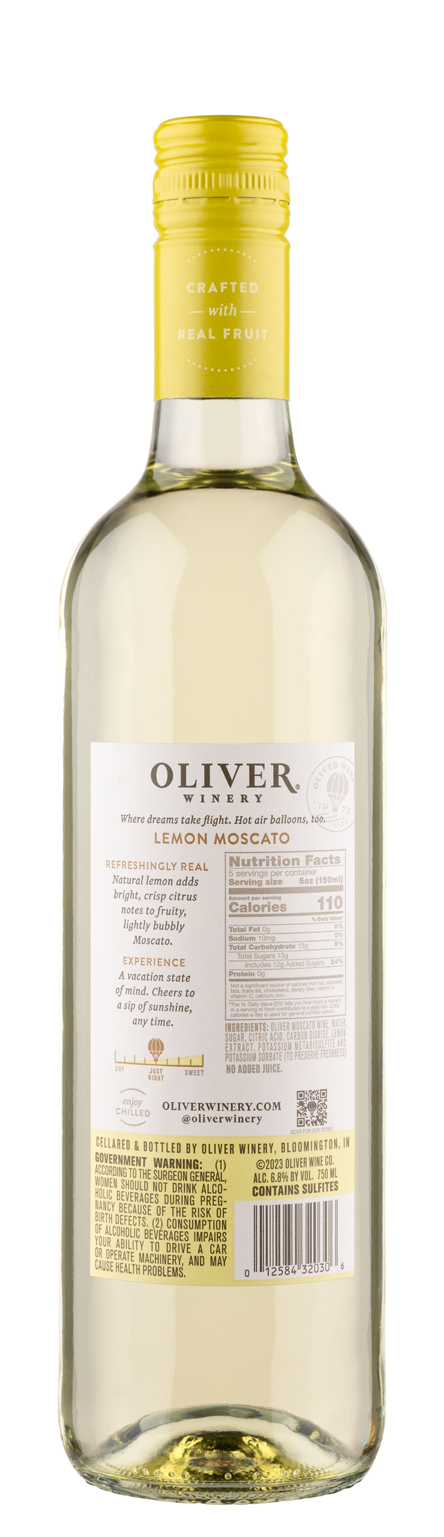 Oliver Winery Vine Series Lemon Moscato Nutrition Information