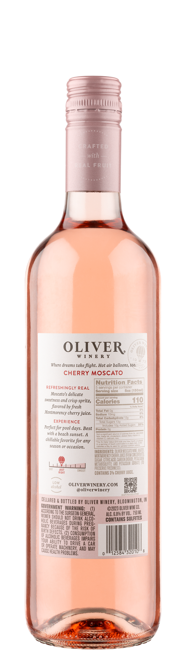Oliver Winery Vine Series Cherry Moscato Nutrition Information