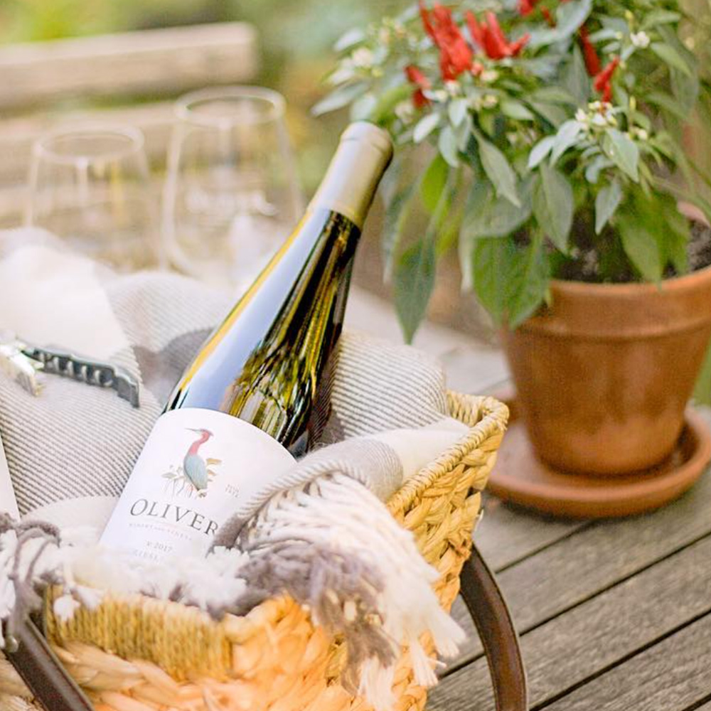 Riesling in picnic basket
