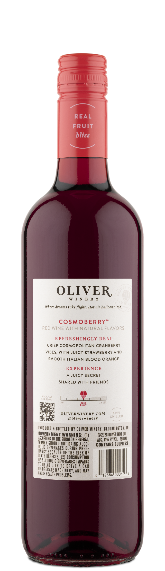 Oliver Cosmoberry - Sweet Red Wine Back Label