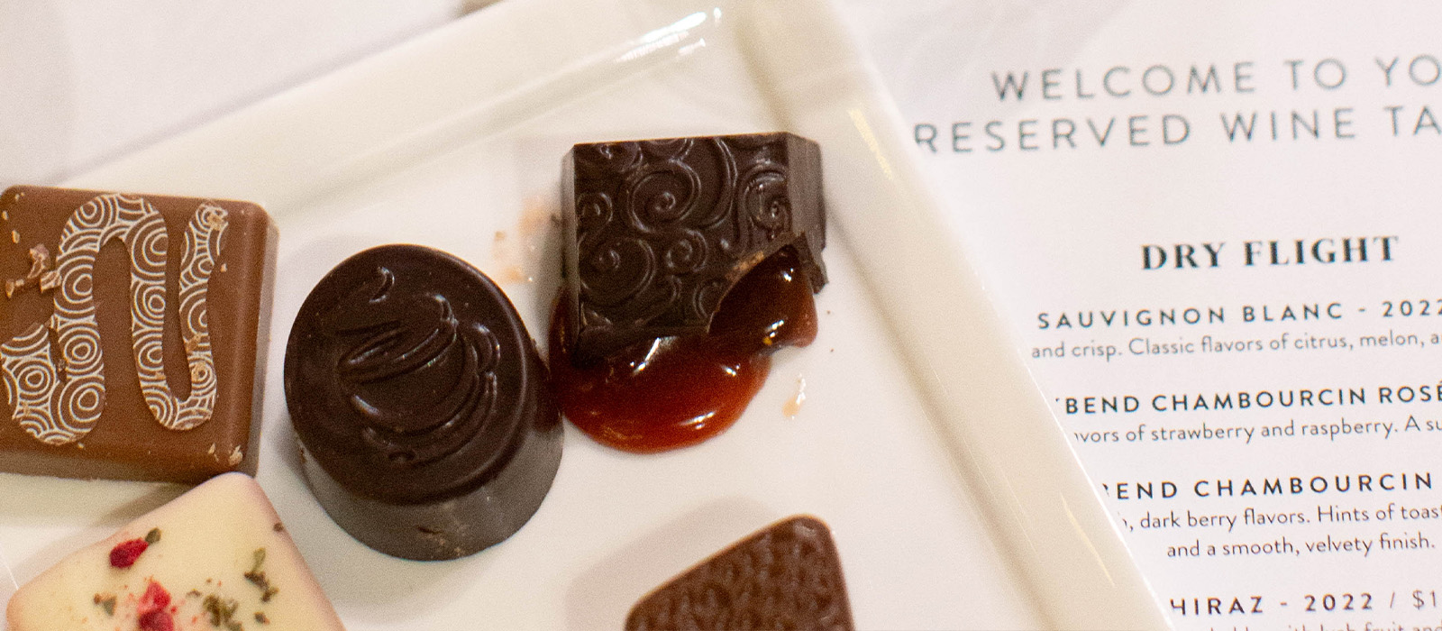 Artisanal chocolates paired with a variety of Oliver wines