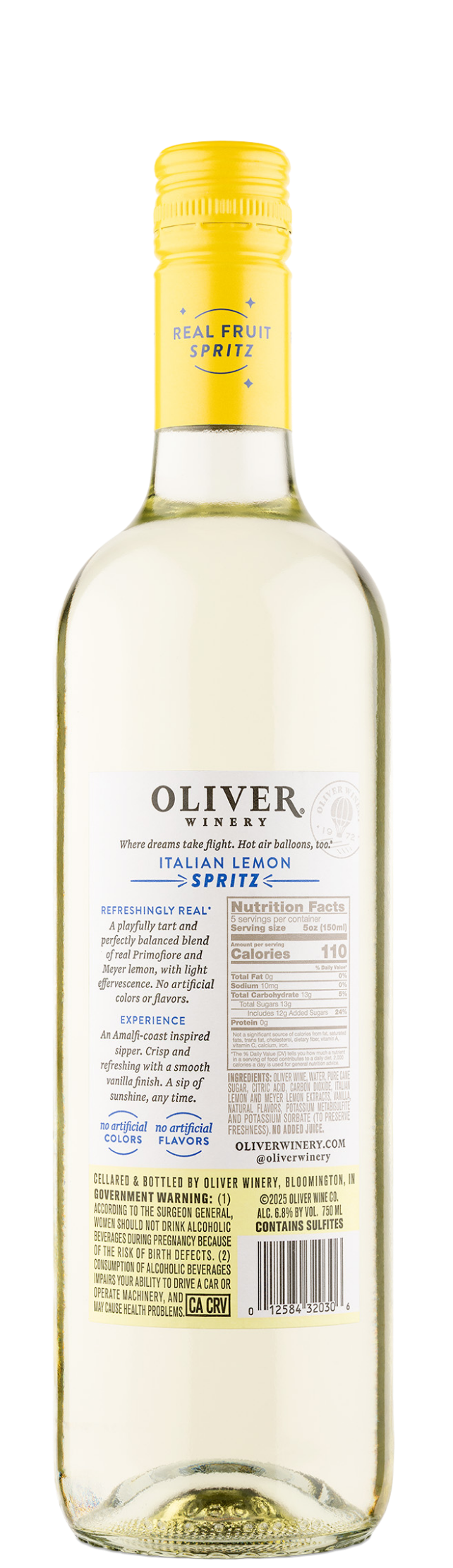 Oliver Winery Italian Lemon Spritz Nutrition Information